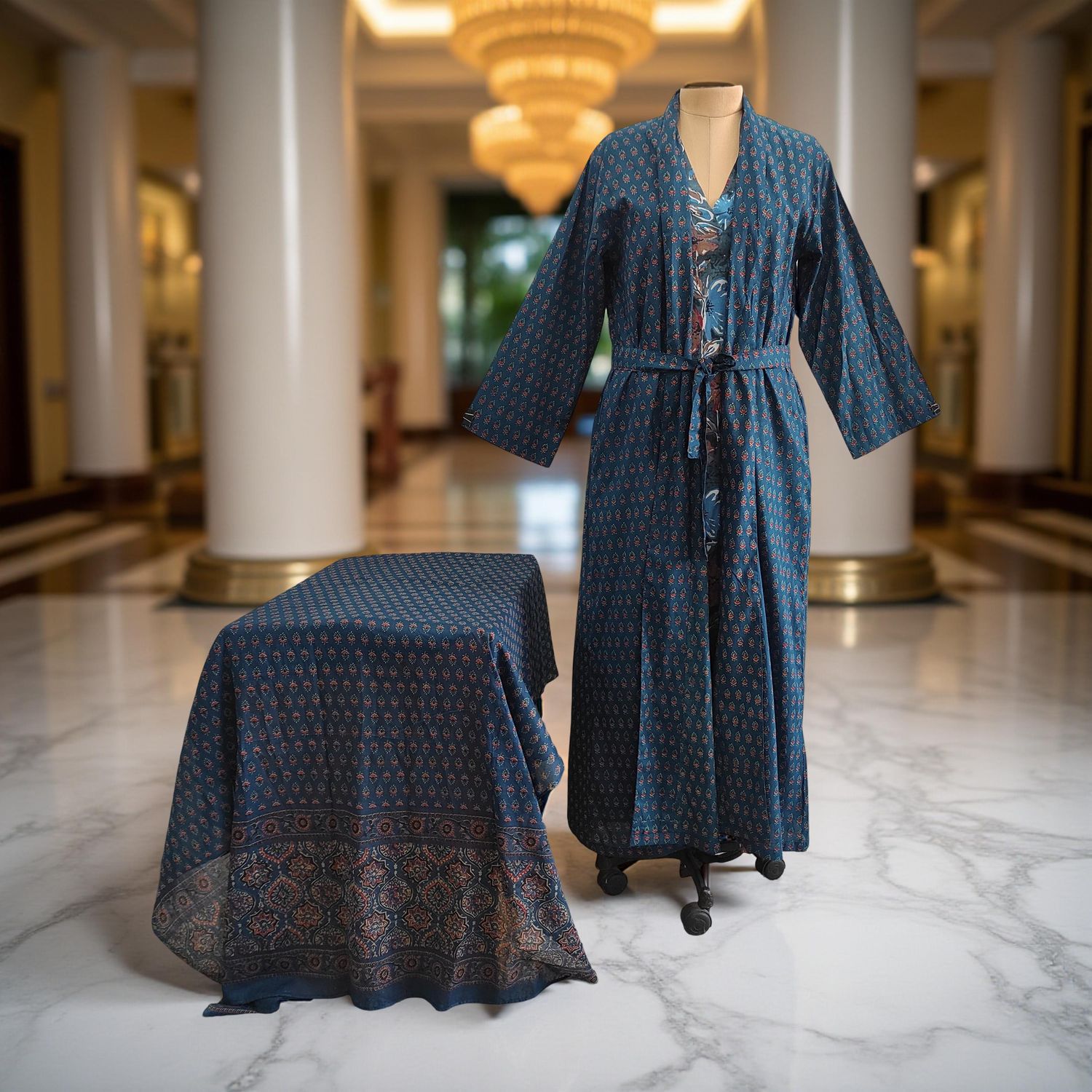 Cotton Jalabiya Dress Abaya Set With Sheila 02