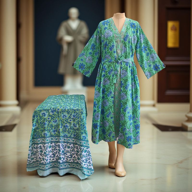 Cotton Jalabiya Dress Abaya Set With Sheila 04