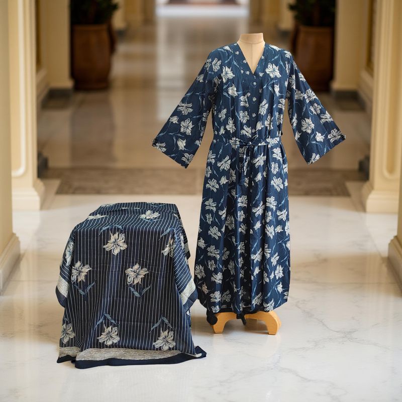 Cotton Jalabiya Dress Abaya Set With Sheila 05