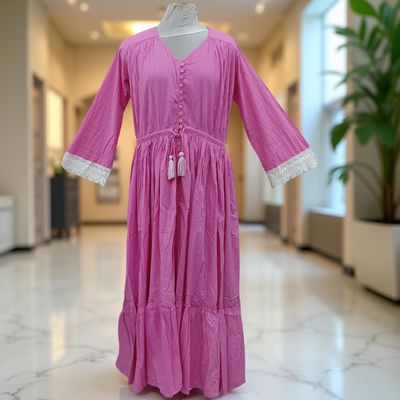 L/XL Ari Printed Cotton Dress 57&quot; Long Jalabiya