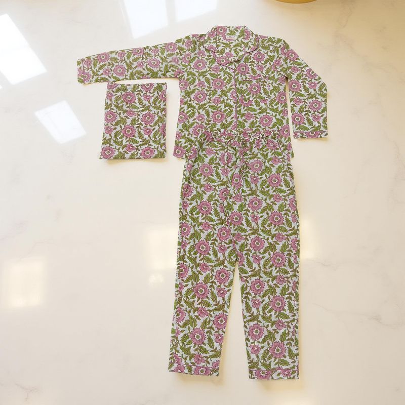 S-M Cotton Full Sleeves Pajamas Set