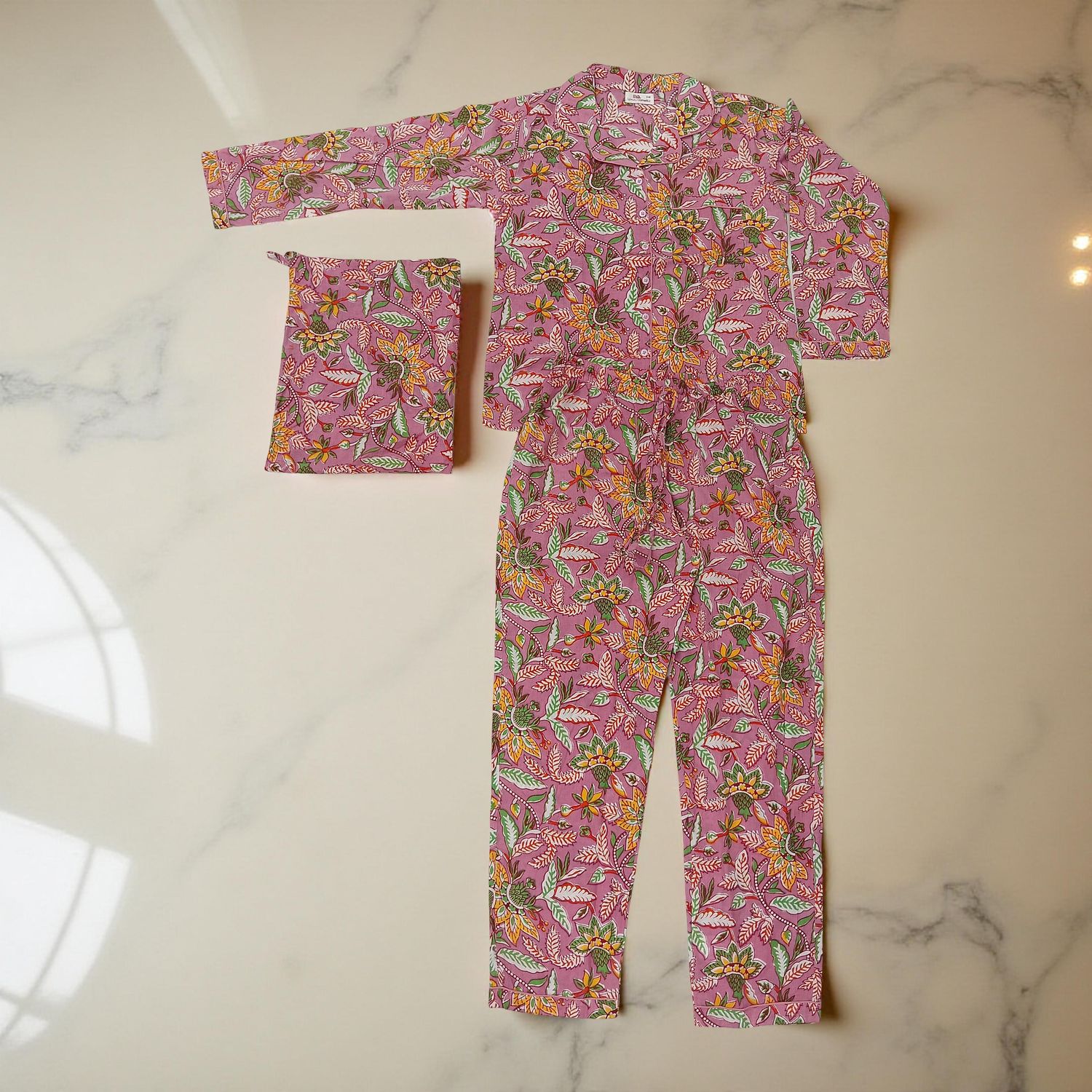 S-M Cotton Full Sleeves Pajamas Set