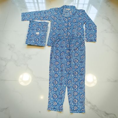 S-M Cotton Full Sleeves Pajamas Set