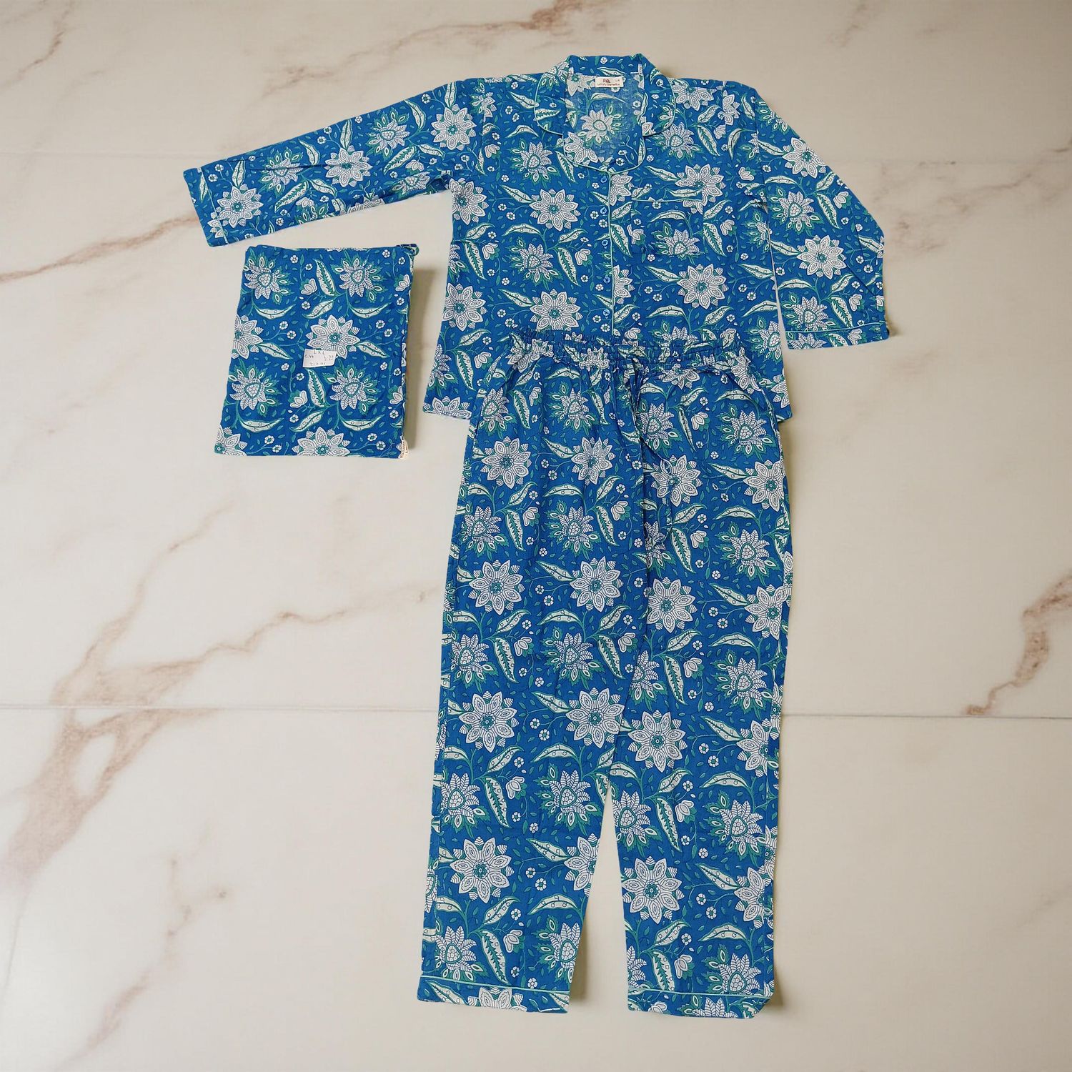 2XL-3XL Cotton Full Sleeves Pajamas Set