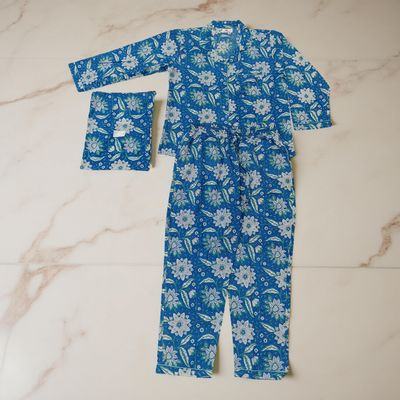 L-XL Cotton Full Sleeves Pajamas Set
