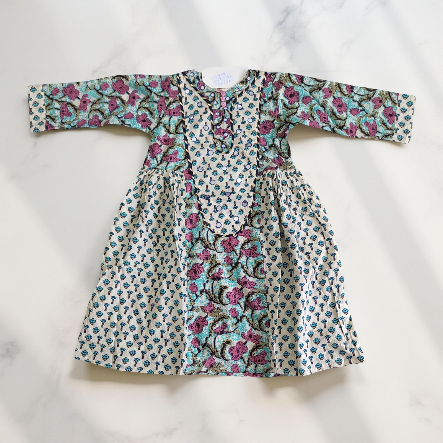 2-3  Year Suf Printed Cotton Dress 30&#39;&#39; Long Jalabiya