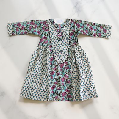 2-3  Year Suf Printed Cotton Dress 30&#39;&#39; Long Jalabiya