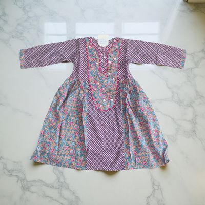 2-3  Year Suf Printed Cotton Dress 30&#39;&#39; Long Jalabiya