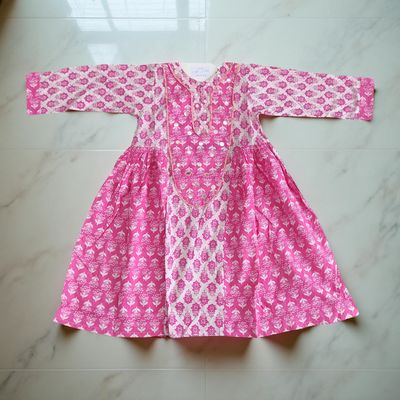2-3  Year Suf Printed Cotton Dress 30&#39;&#39; Long Jalabiya