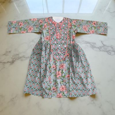 2-3  Year Suf Printed Cotton Dress 30&#39;&#39; Long Jalabiya