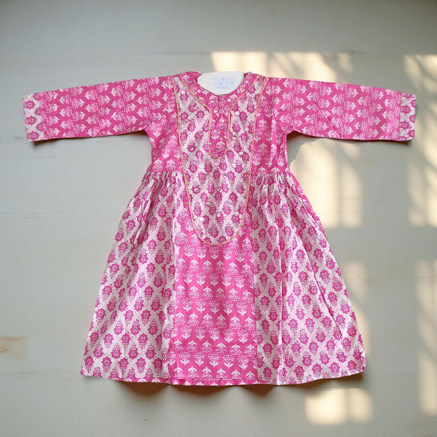 2-3  Year Suf Printed Cotton Dress 30&#39;&#39; Long Jalabiya