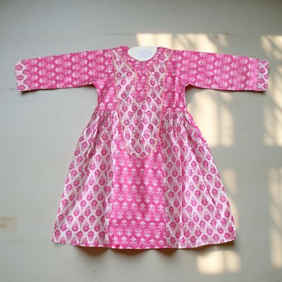 2-3  Year Suf Printed Cotton Dress 30&#39;&#39; Long Jalabiya