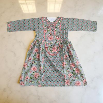 2-3  Year Suf Printed Cotton Dress 30&#39;&#39; Long Jalabiya