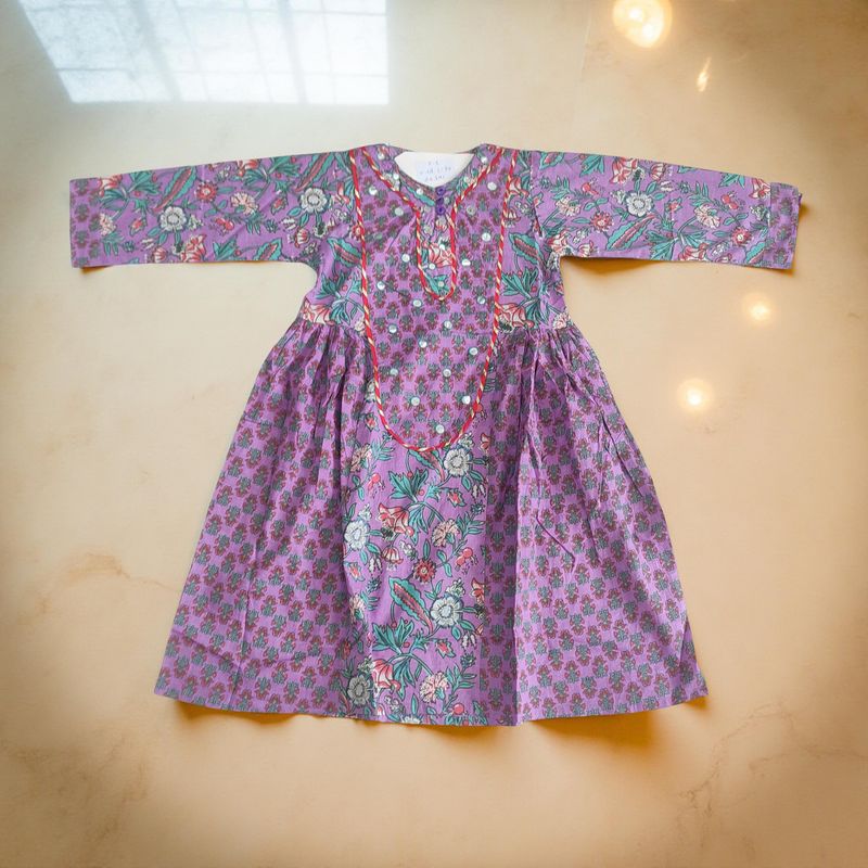 2-3  Year Suf Printed Cotton Dress 30&#39;&#39; Long Jalabiya