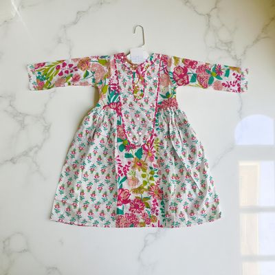 2-3  Year Suf Printed Cotton Dress 30&#39;&#39; Long Jalabiya