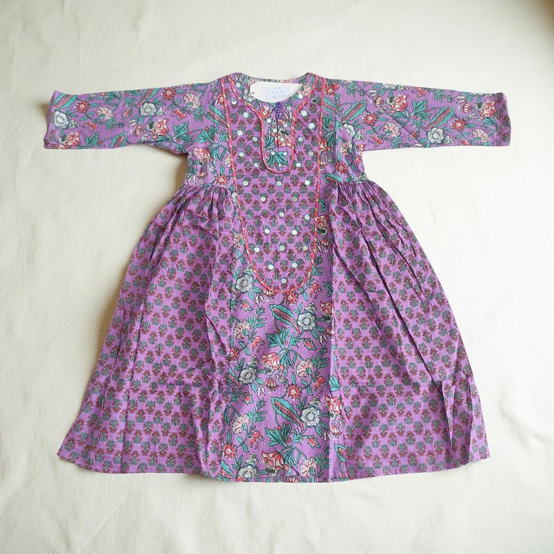 4-5 Year Suf Printed Cotton Girls Dress 34&quot; Long Jalabiya