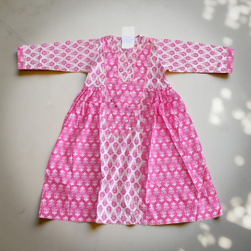 4-5 Year Suf Printed Cotton Girls Dress 34&quot; Long Jalabiya