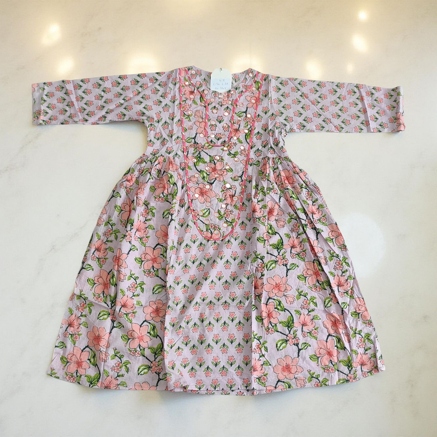 4-5 Year Suf Printed Cotton Girls Dress 34&quot; Long Jalabiya