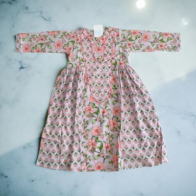 4-5 Year Suf Printed Cotton Girls Dress 34&quot; Long Jalabiya