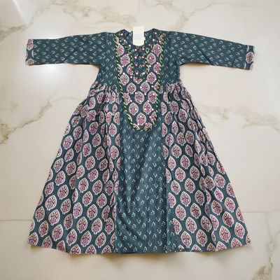 8-9 Year Suf Printed Cotton Girls Dress 42&quot; Long Jalabiya
