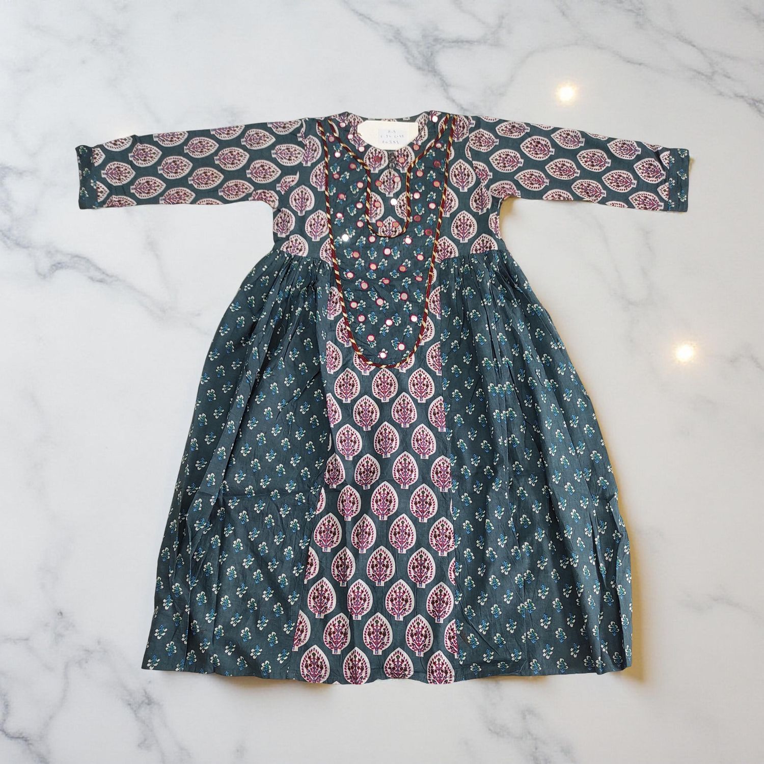8-9 Year Suf Printed Cotton Girls Dress 42&quot; Long Jalabiya
