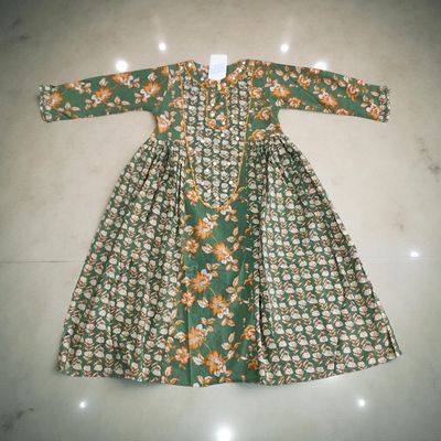 8-9 Year Suf Printed Cotton Girls Dress 42&quot; Long Jalabiya