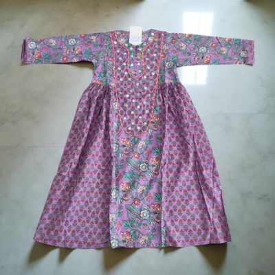 8-9 Year Suf Printed Cotton Girls Dress 42&quot; Long Jalabiya