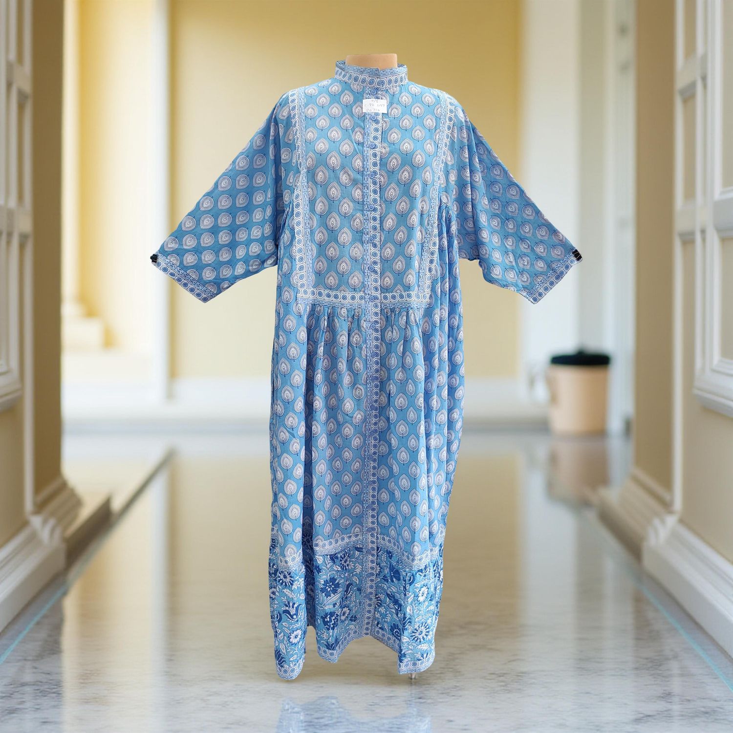 Free Size Faryat Printed Cotton  Dress 57&quot; Long Jalabiya