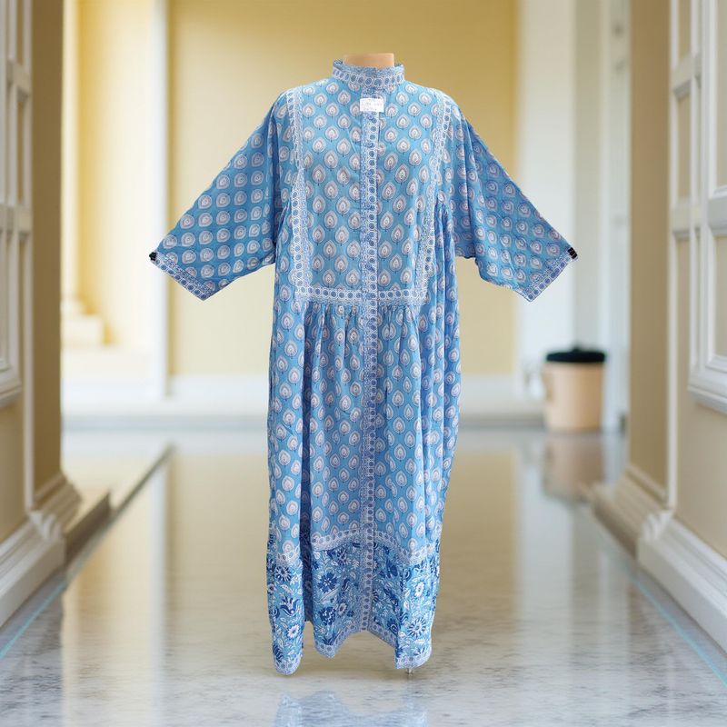 Free Size Faryat Printed Cotton  Dress 57&quot; Long Jalabiya