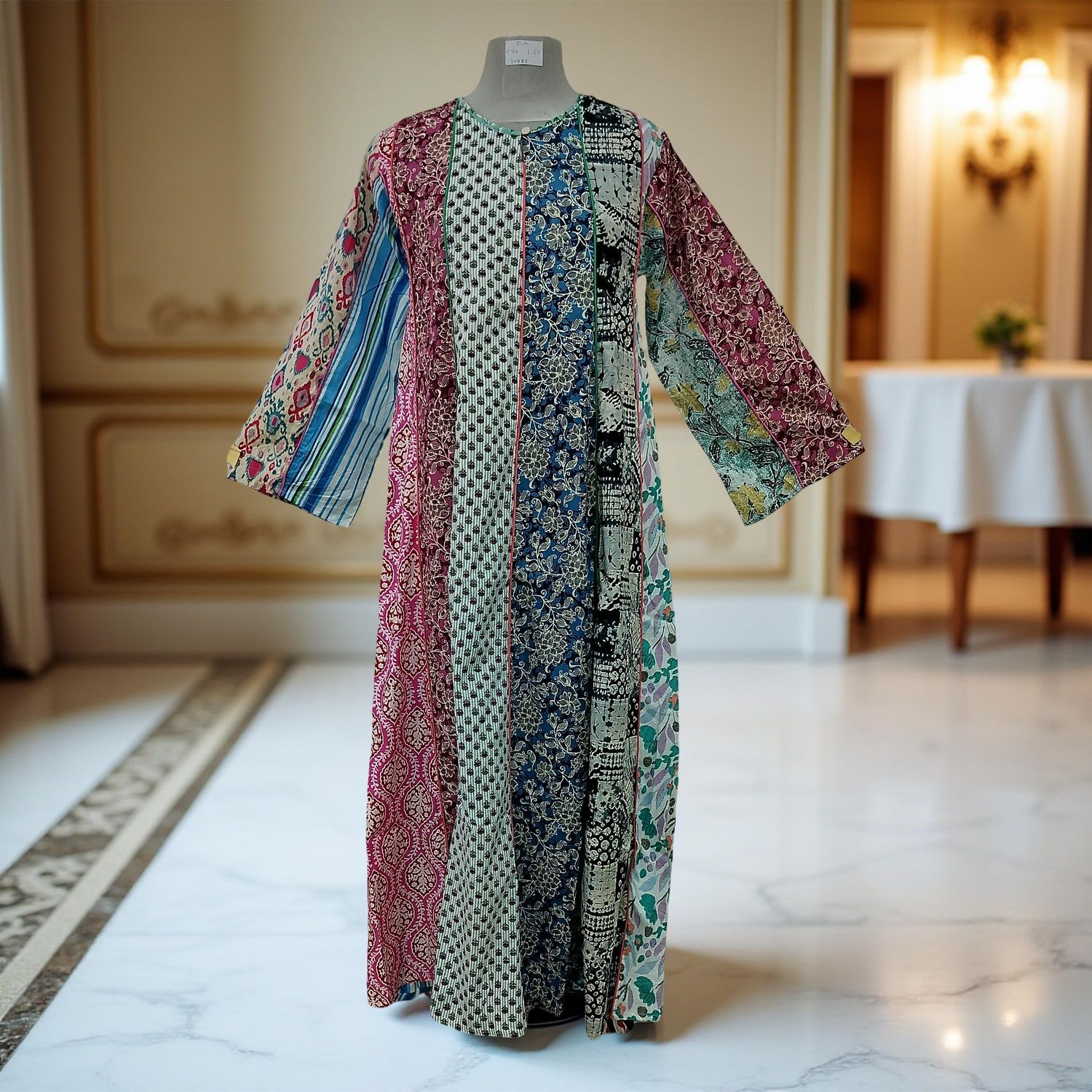 S/M Malaysia Printed Cotton Dress 57&quot; Long Jalabiya