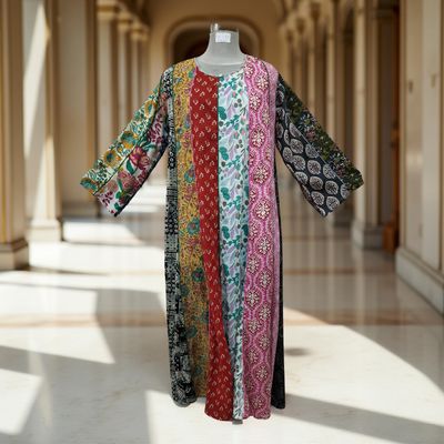 S/M Malaysia Printed Cotton Dress 57&quot; Long Jalabiya