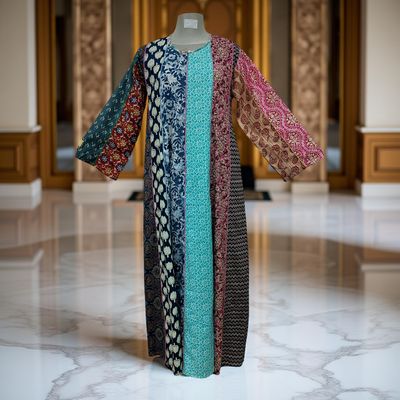 S/M Malaysia Printed Cotton Dress 57&quot; Long Jalabiya