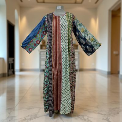 S/M Malaysia Printed Cotton Dress 57&quot; Long Jalabiya