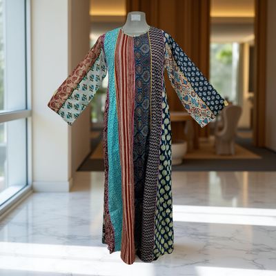 S/M Malaysia Printed Cotton Dress 57&quot; Long Jalabiya