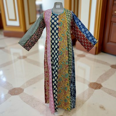 S/M Malaysia Printed Cotton Dress 57&quot; Long Jalabiya