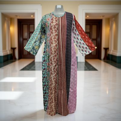 S/M Malaysia Printed Cotton Dress 57&quot; Long Jalabiya