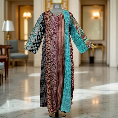 S/M Malaysia Printed Cotton Dress 57&quot; Long Jalabiya
