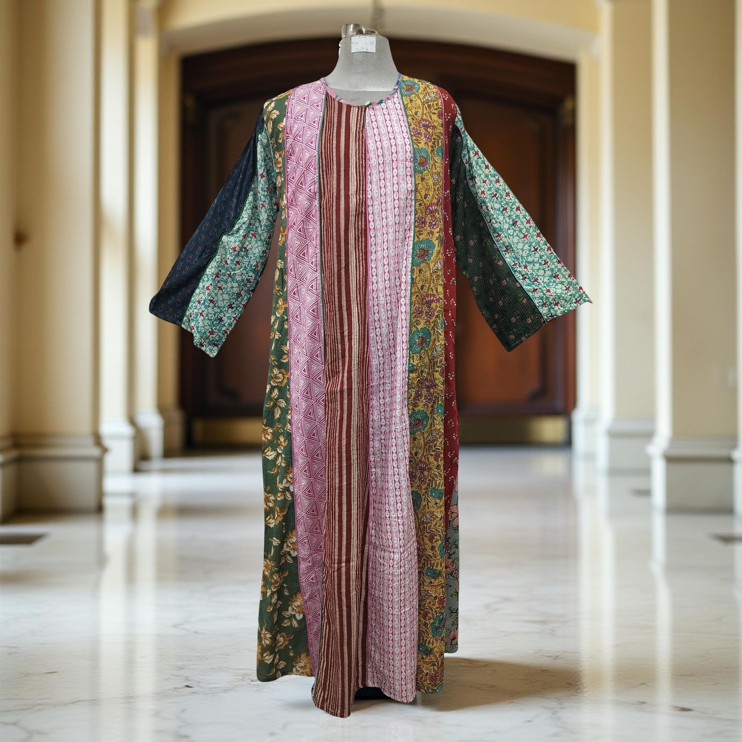 S/M Malaysia Printed Cotton Dress 57&quot; Long Jalabiya