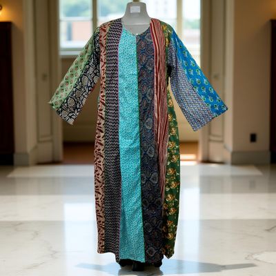 S/M Malaysia Printed Cotton Dress 57&quot; Long Jalabiya