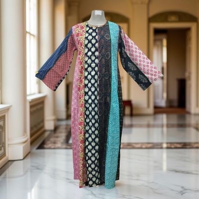 S/M Malaysia Printed Cotton Dress 57&quot; Long Jalabiya