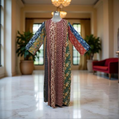 S/M Malaysia Printed Cotton Dress 57&quot; Long Jalabiya