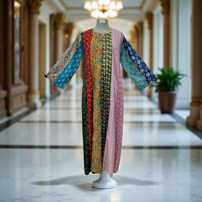 S/M Malaysia Printed Cotton Dress 57&quot; Long Jalabiya