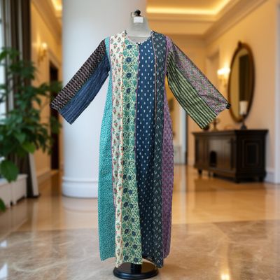 S/M Malaysia Printed Cotton Dress 57&quot; Long Jalabiya