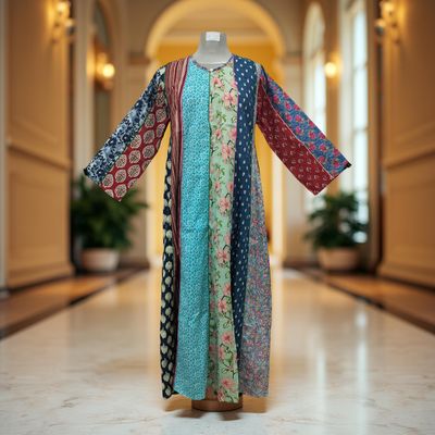 S/M Malaysia Printed Cotton Dress 57&quot; Long Jalabiya