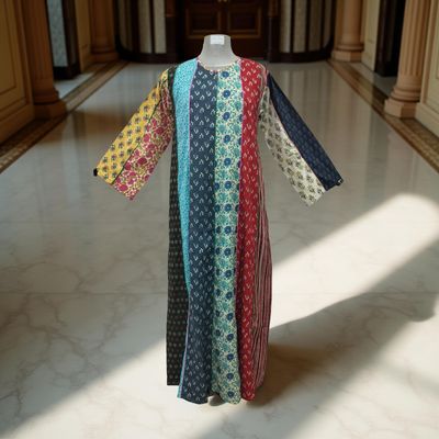 S/M Malaysia Printed Cotton Dress 57&quot; Long Jalabiya