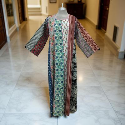 S/M Malaysia Printed Cotton Dress 57&quot; Long Jalabiya