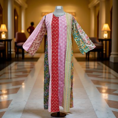 S/M Malaysia Printed Cotton Dress 57&quot; Long Jalabiya