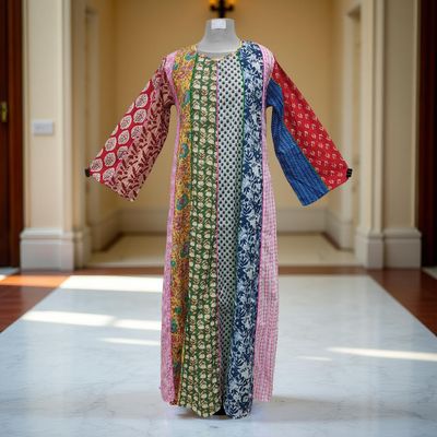 S/M Malaysia Printed Cotton Dress 57&quot; Long Jalabiya
