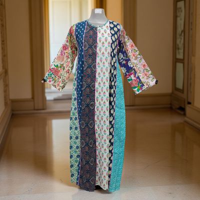 S/M Malaysia Printed Cotton Dress 57&quot; Long Jalabiya