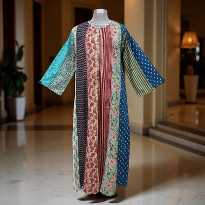 S/M Malaysia Printed Cotton Dress 57&quot; Long Jalabiya